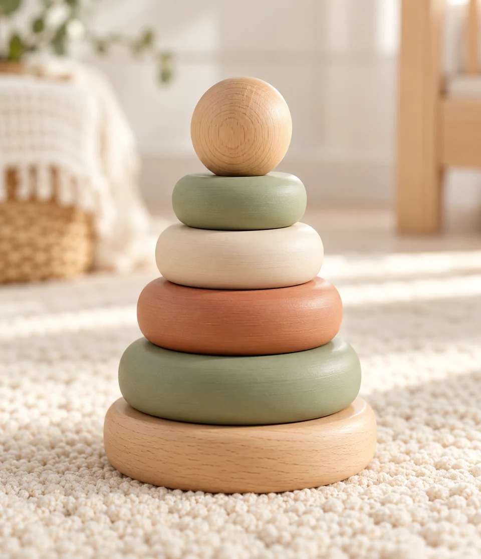 Natural wooden stacking toy