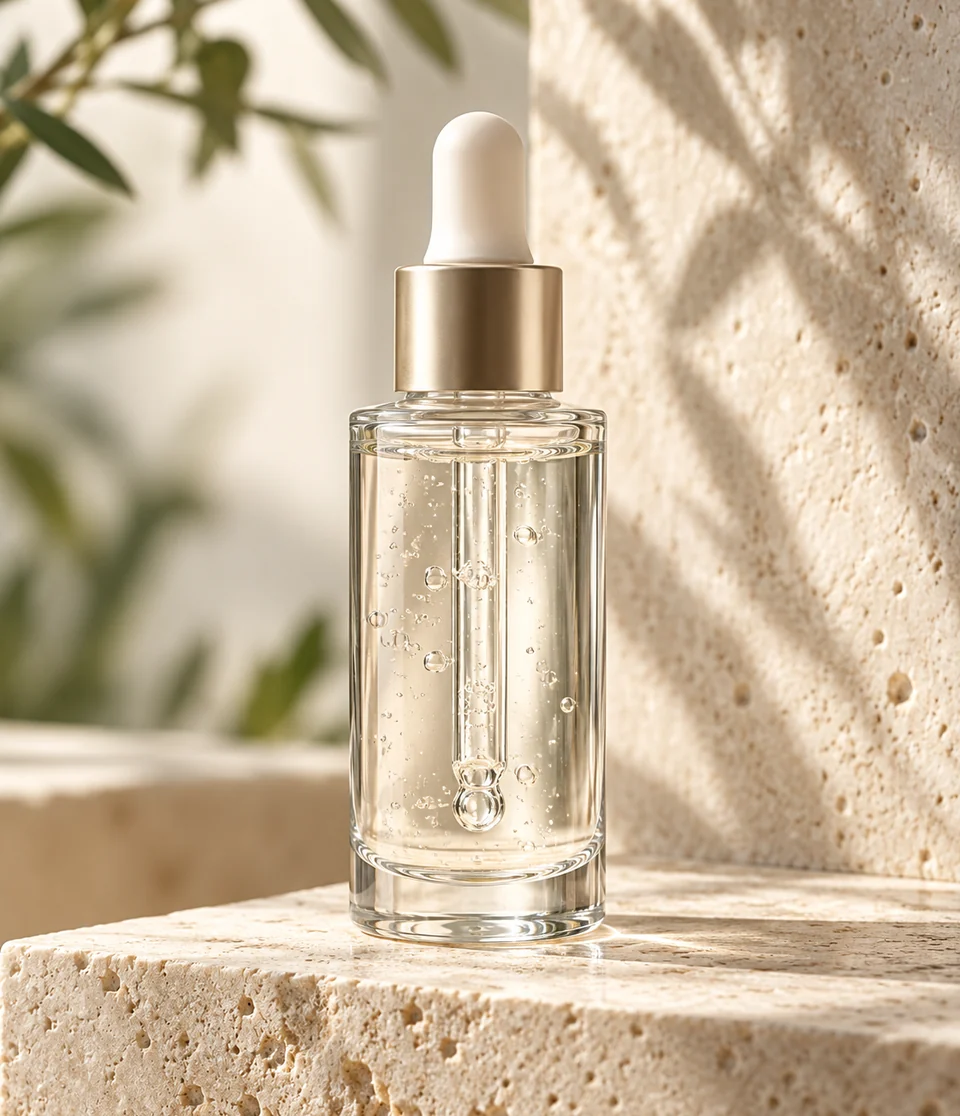 Clear hydration serum dropper bottle