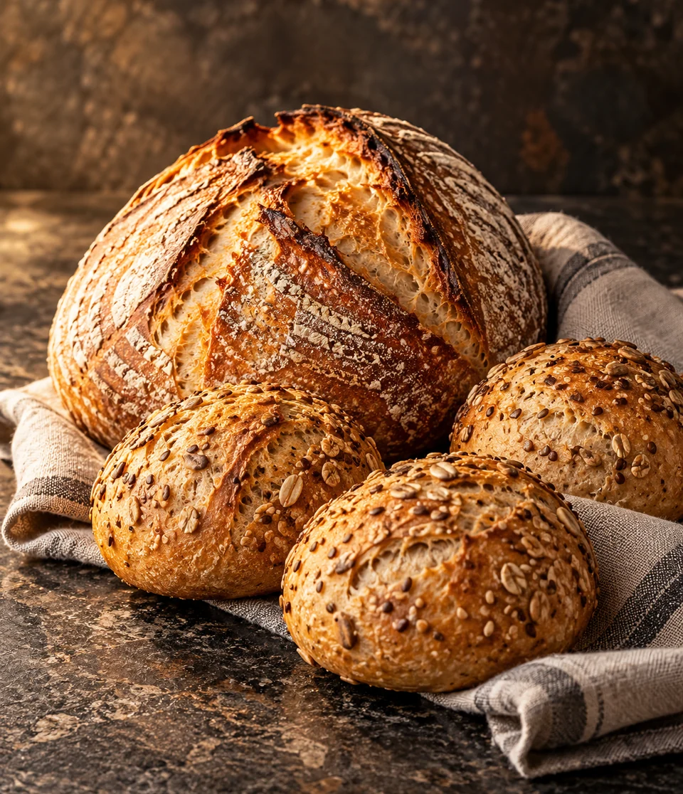 Artisan sourdough and seeded rolls