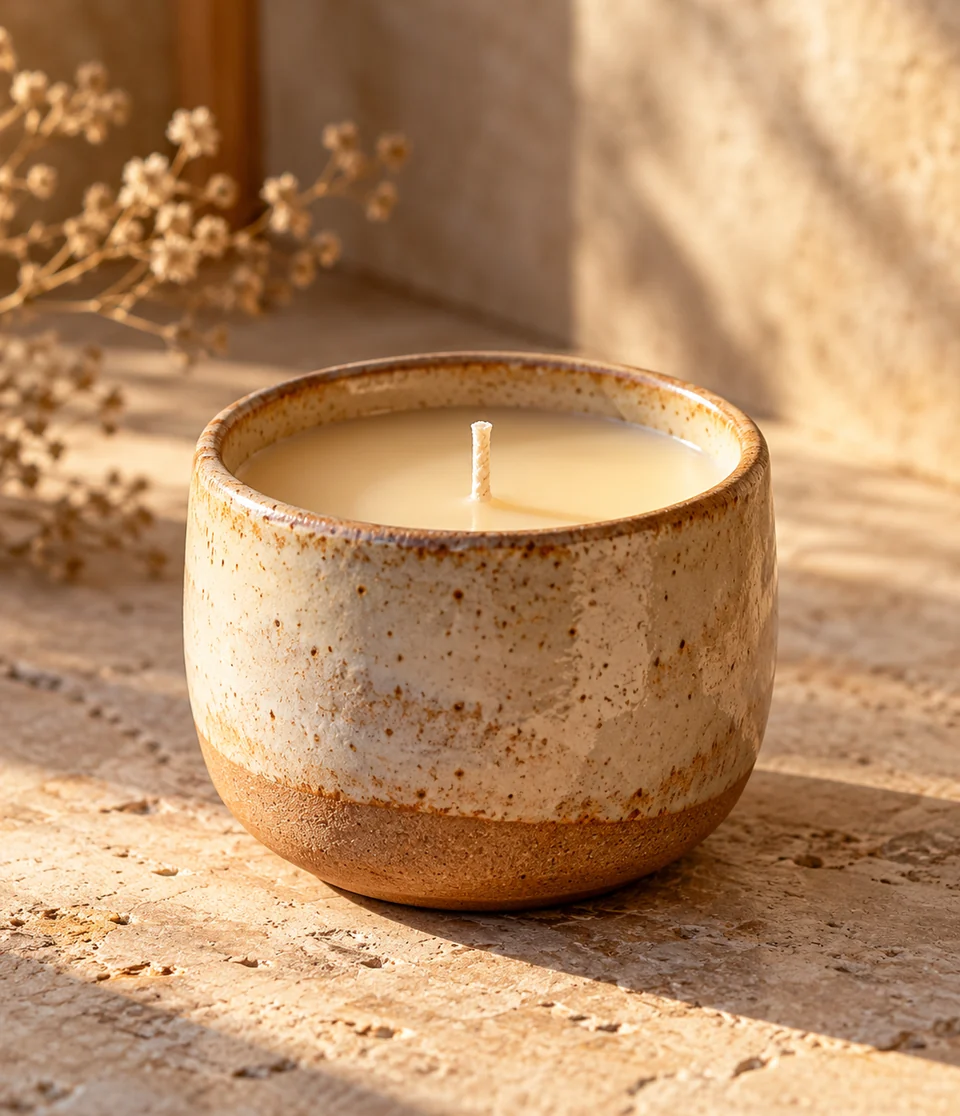 Hand-poured ceramic candle