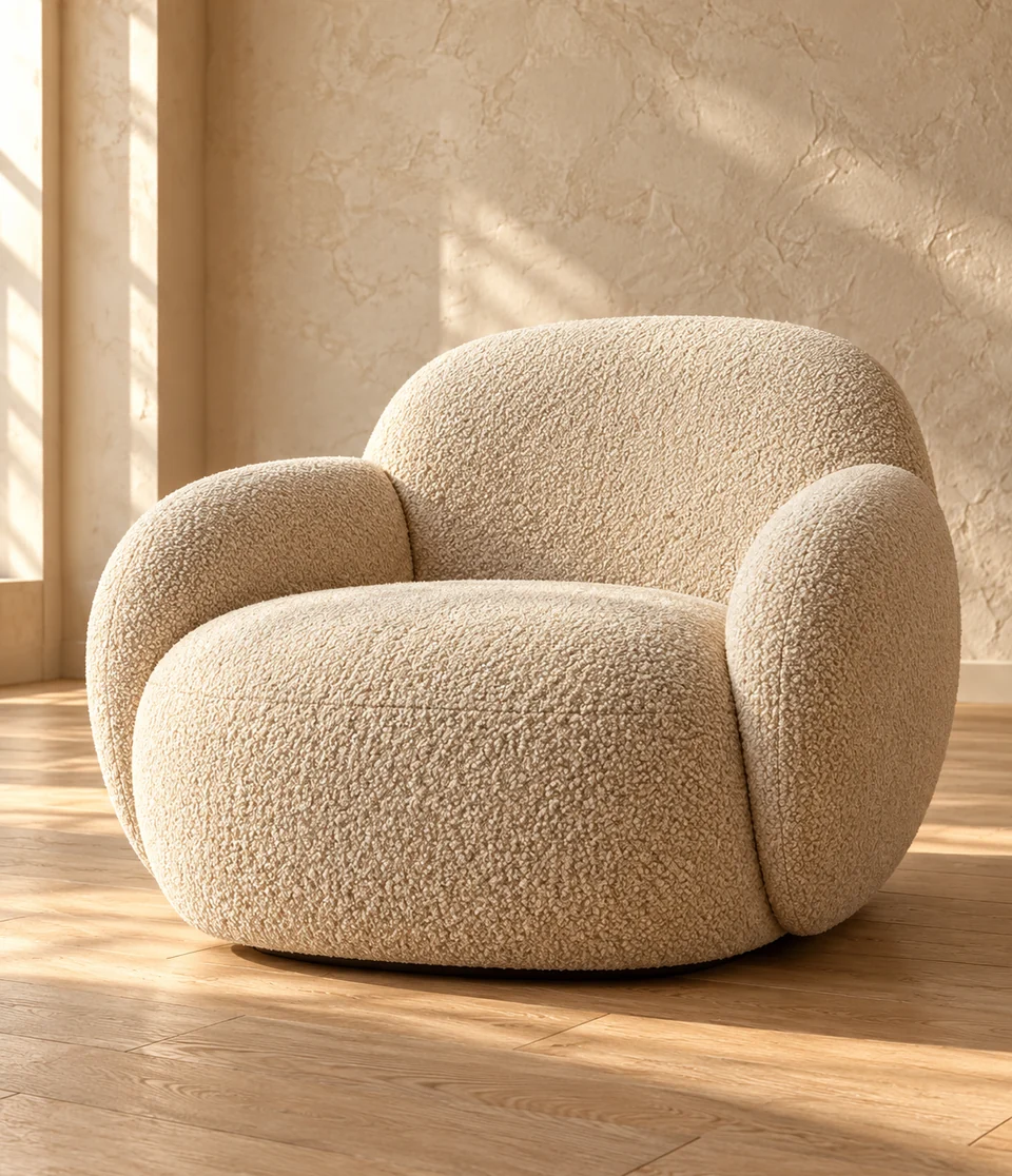 Sculptural oatmeal lounge chair