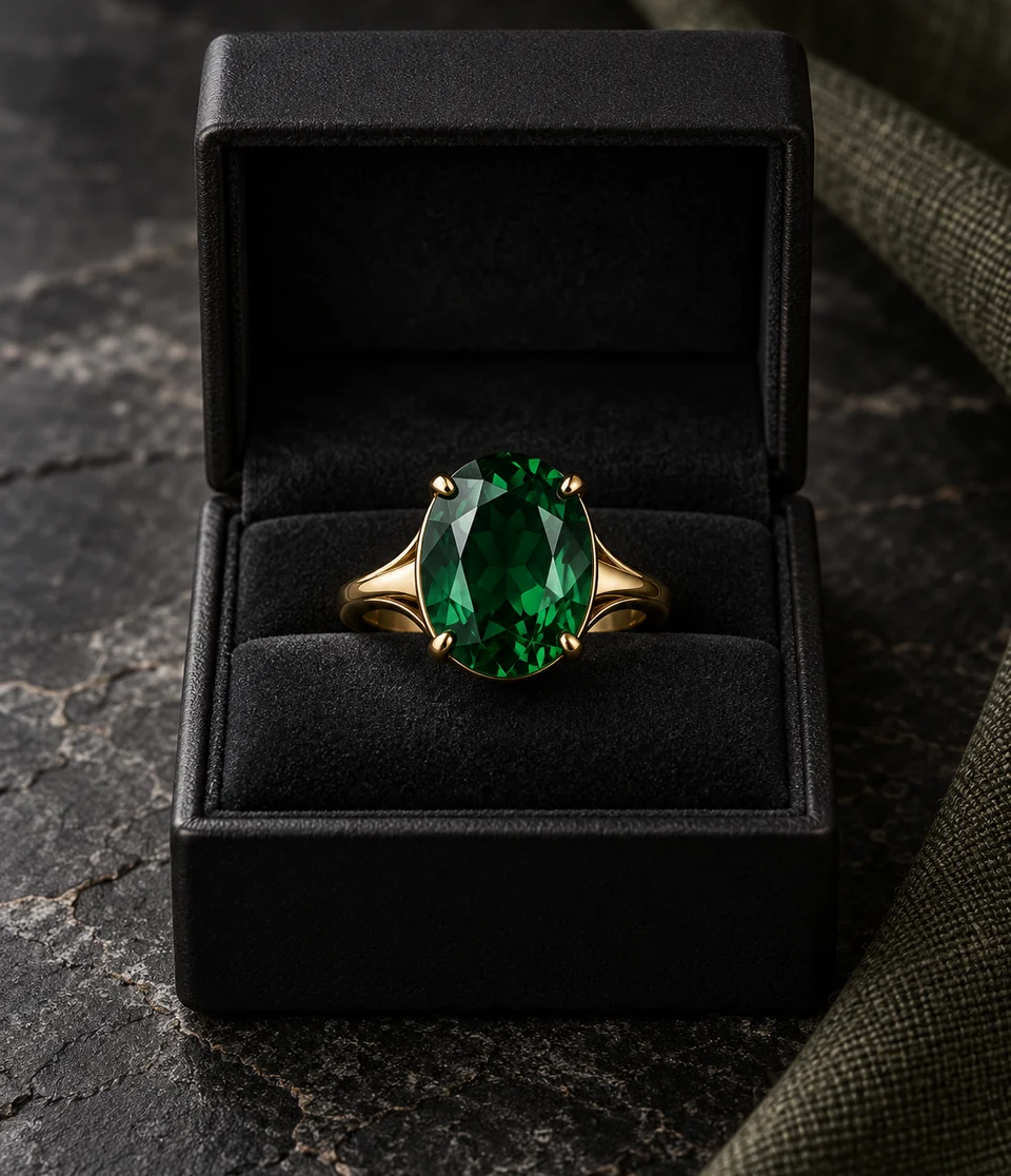 Deep-green gemstone ring