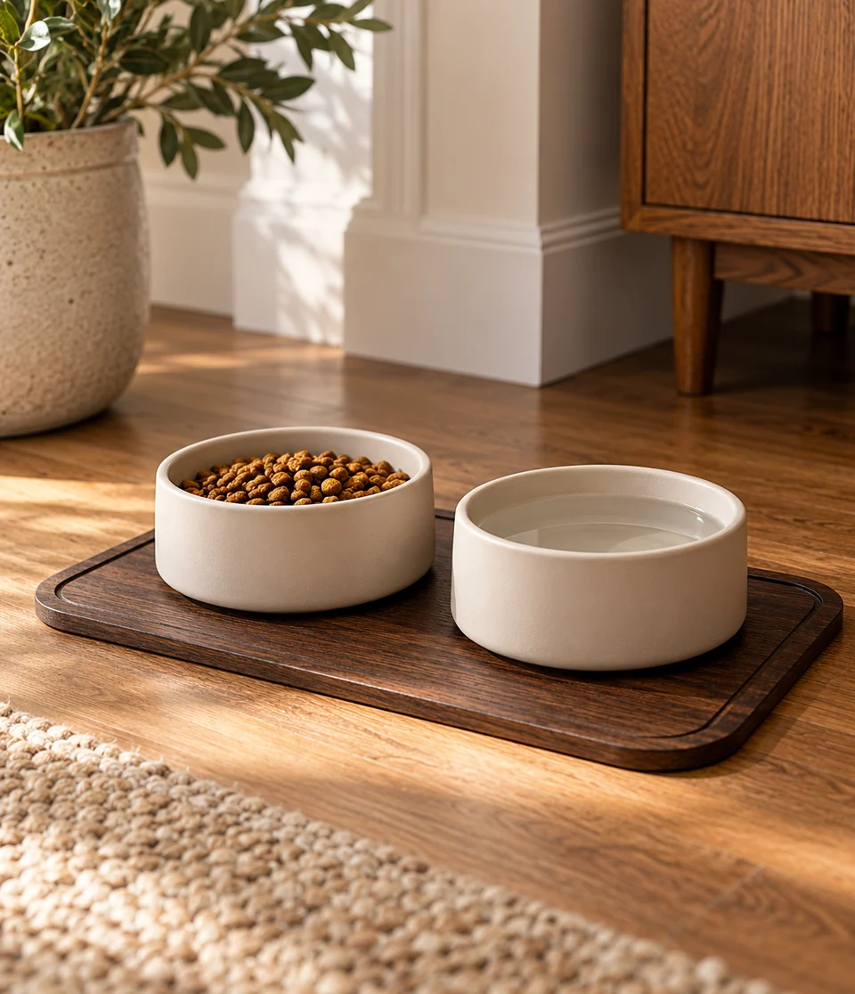 Matte ceramic pet bowl set