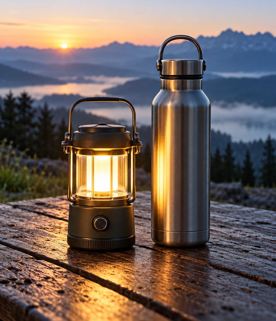 Camping lantern and insulated bottle
